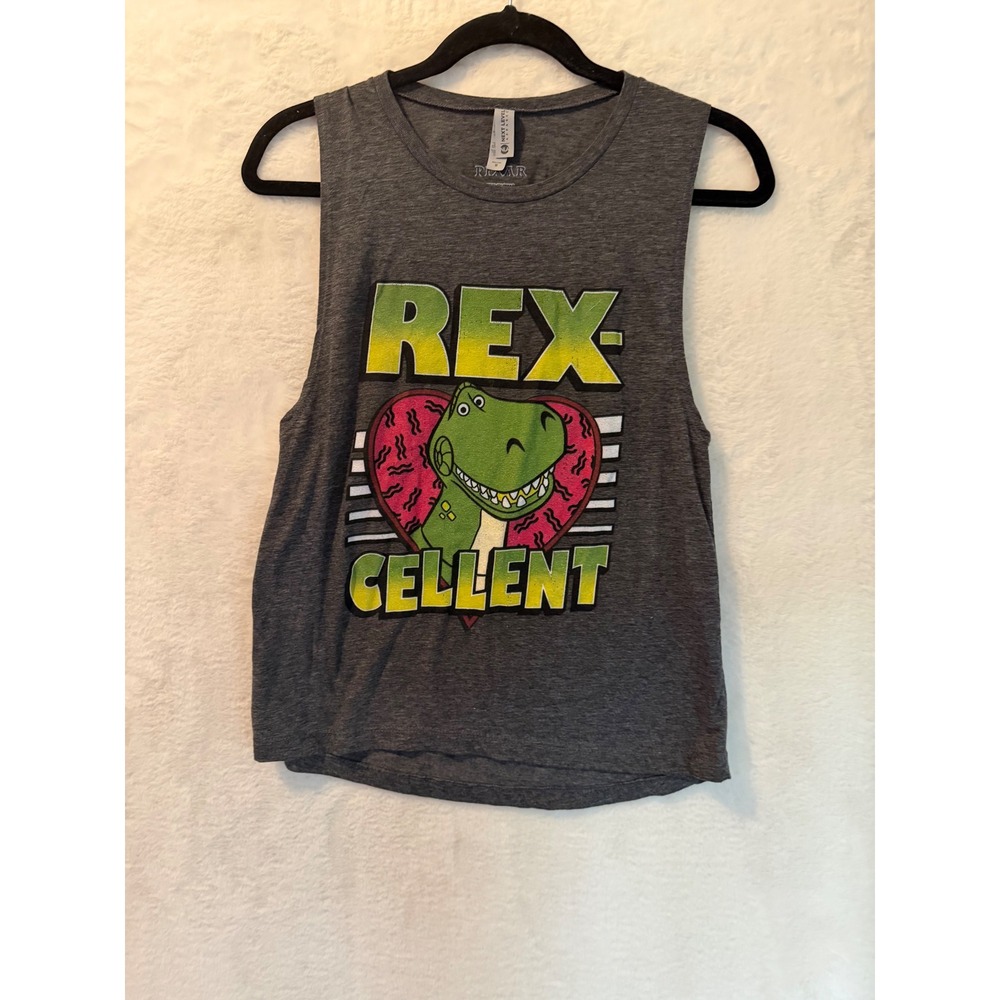 Disney Pixar Toy Story Rex-Cellent Gray Muscle Tank Top‎ Rex Dinosaur Medium